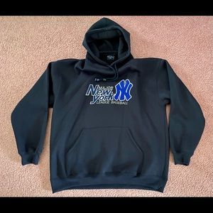 Women or Men sweatshirt Black Blue and White , with attached hood w/  drawstring